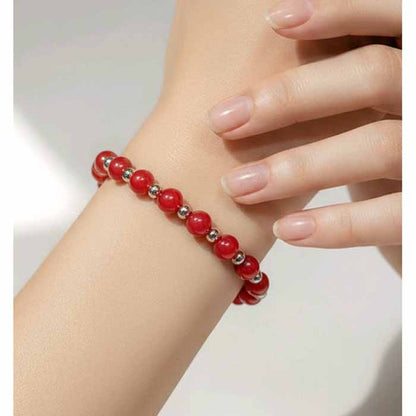 Red Jade Beaded Bracelet