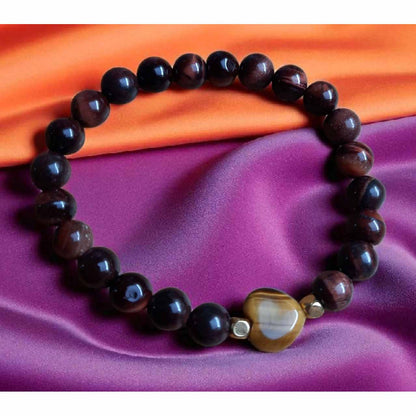 Tigers Eye & Agate Heart Bracelet