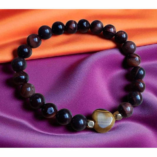 Tigers Eye & Agate Heart Bracelet