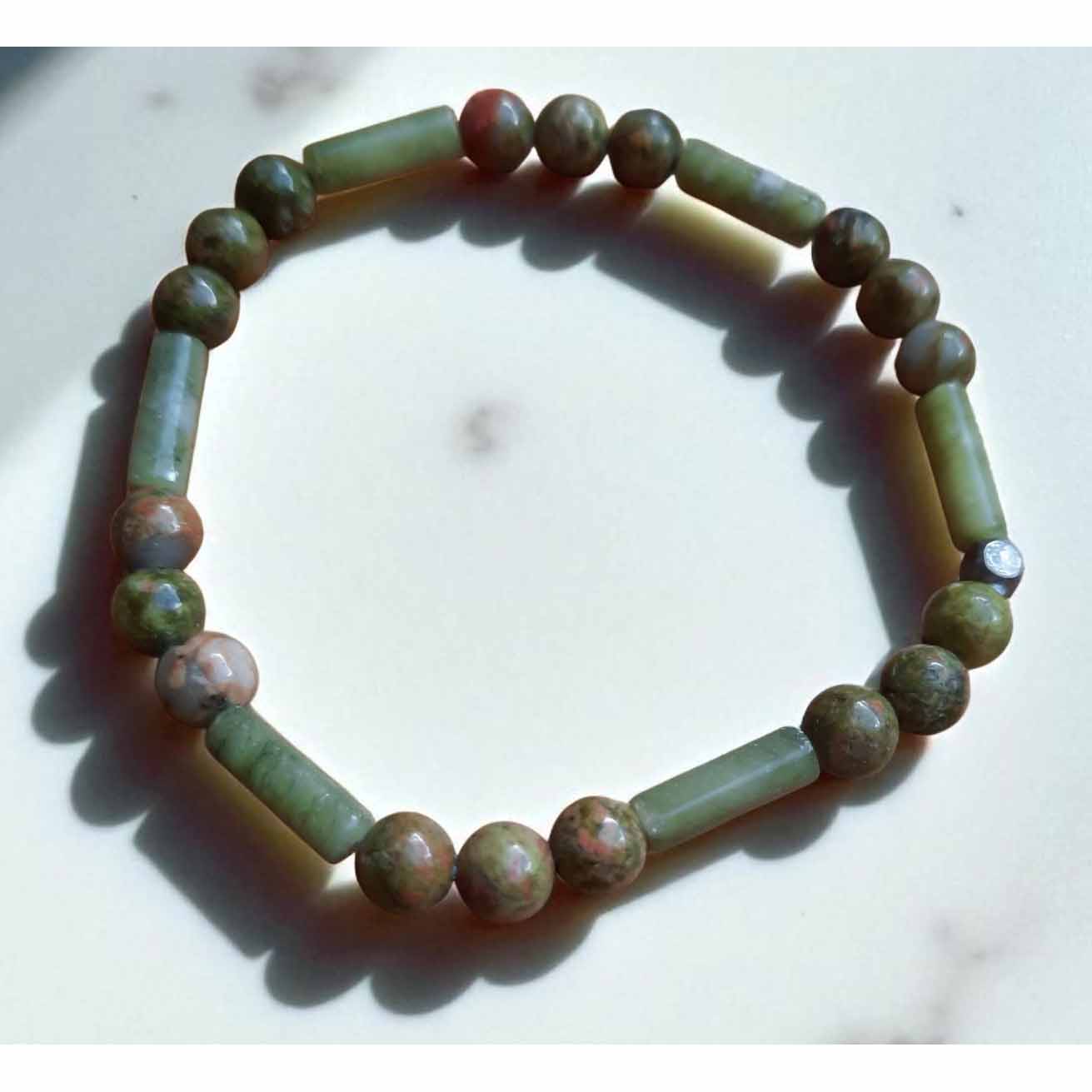 Sage Green Bead & Tube Bracelet