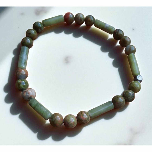 Sage Green Bead & Tube Bracelet