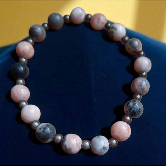 Pink & Grey Beaded Bracelet