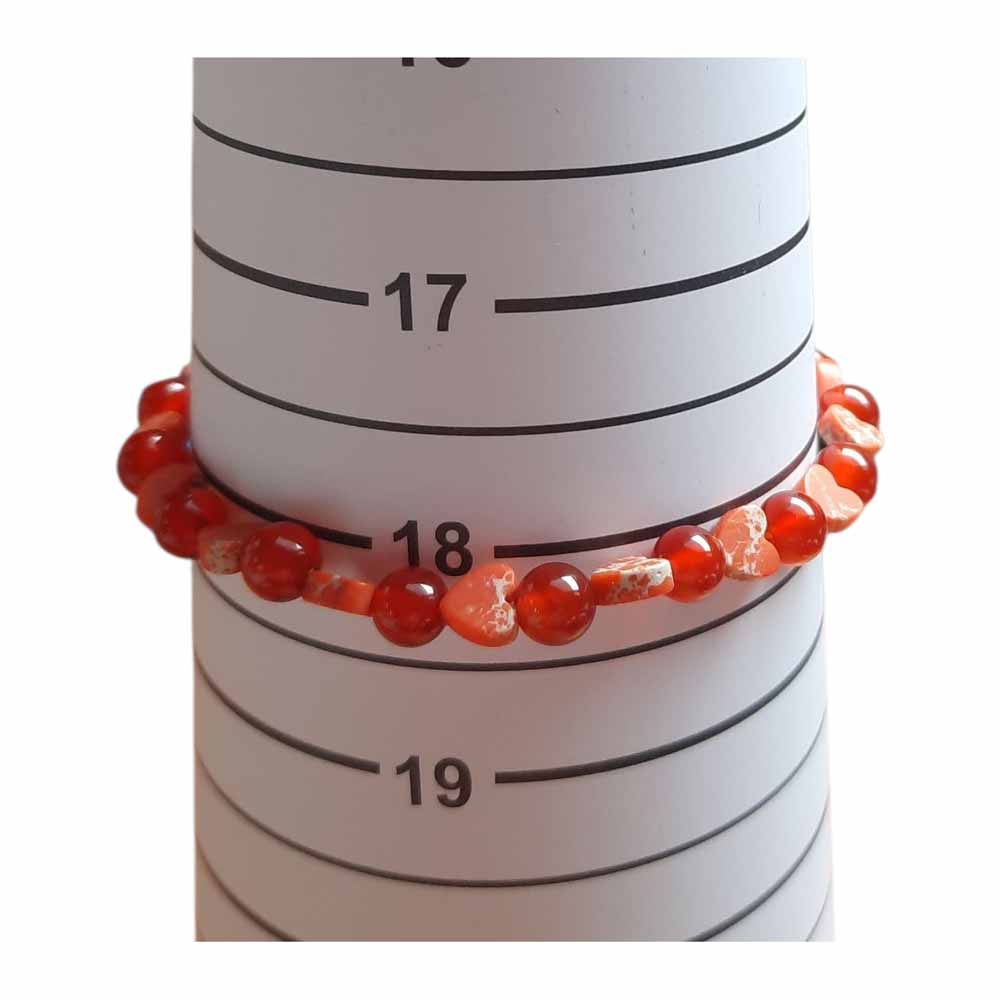 Carnelian & Stone Hearts Bracelet