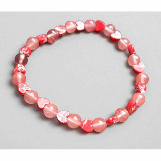 Quartz & Stone Hearts Bracelet