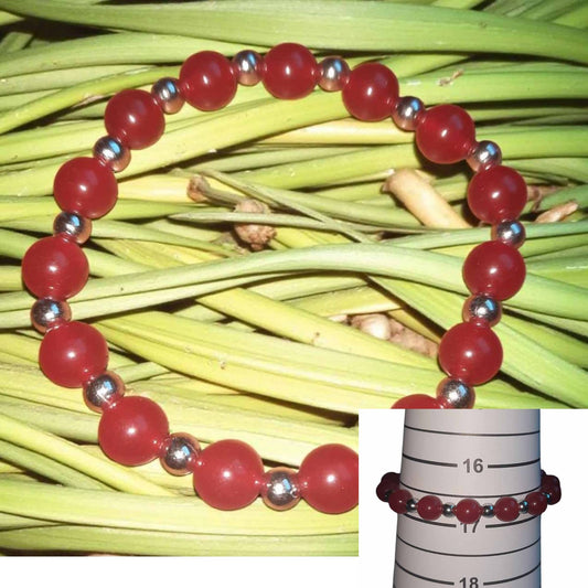Red Jade Beaded Bracelet